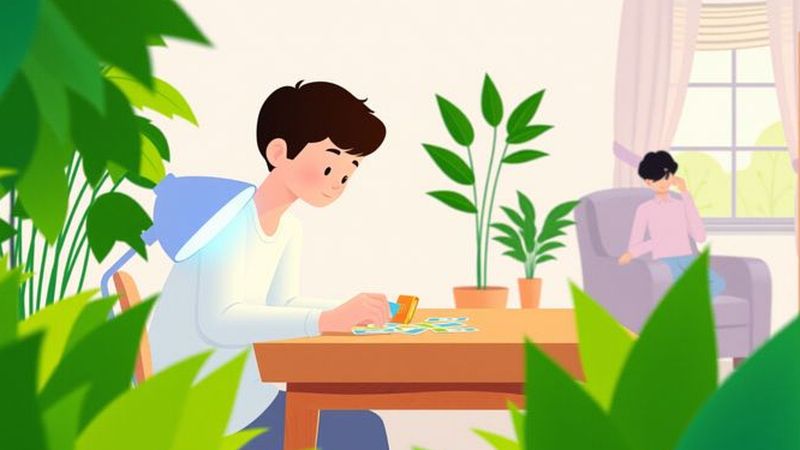 Un joven aprende en calma y serenidad