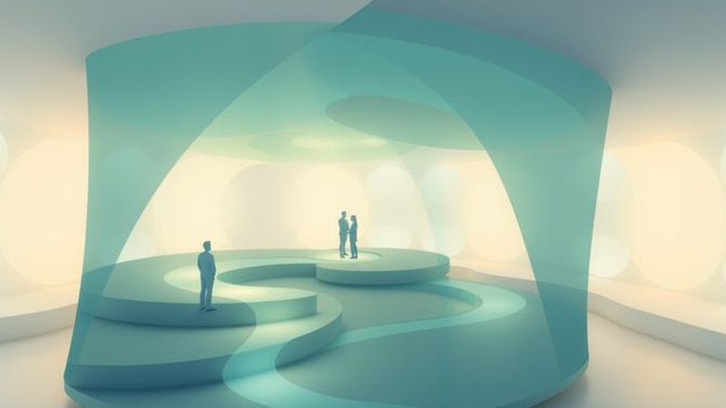 Ilustración abstracta de colaboración y descubrimiento