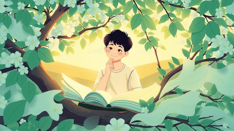 Un joven aprende en calma serena