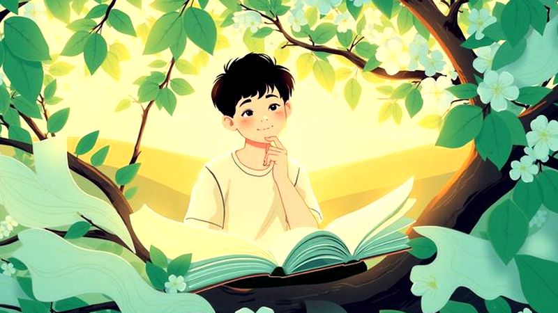 Un joven aprende en calma serena