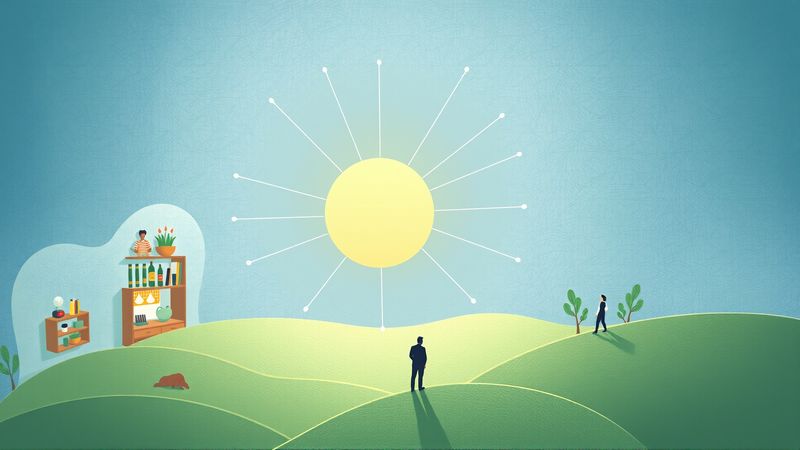 Un círculo iluminado une el conocimiento y la reflexión