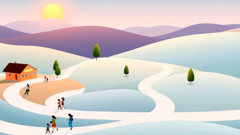 Un paisaje tranquilo ilustra crecimiento y comprensión