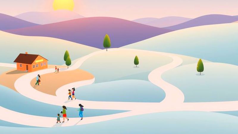 Un paisaje tranquilo ilustra crecimiento y comprensión