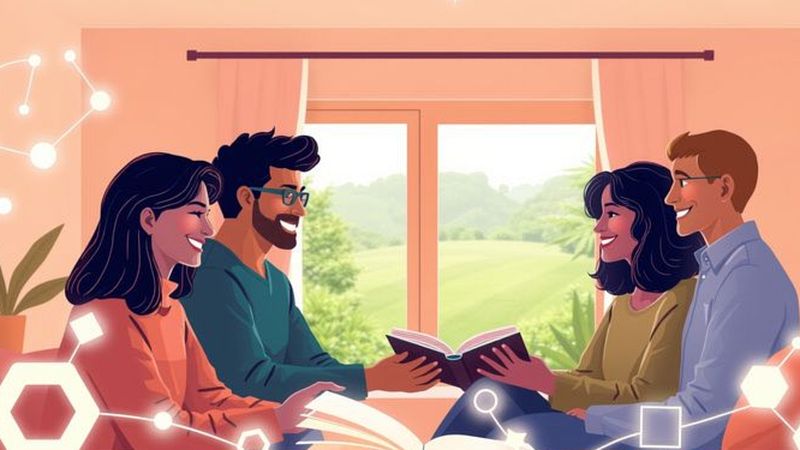 Personas colaboran en un espacio luminoso y educativo