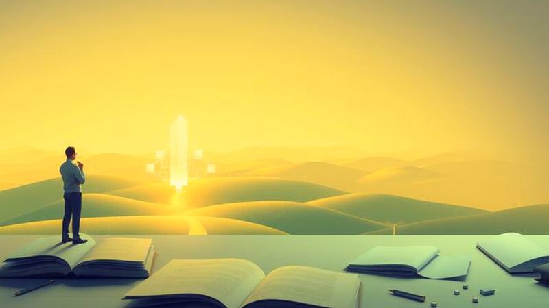 Un pensador explora un paisaje de ideas