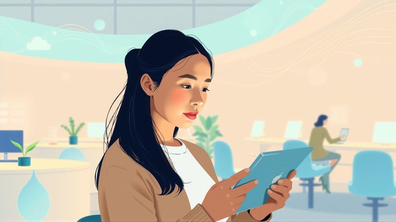 Una joven aprende en un espacio digital