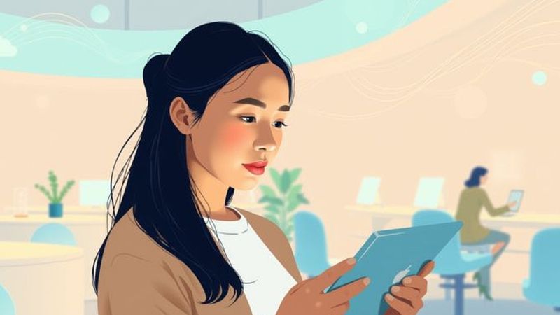Una joven aprende en un espacio digital