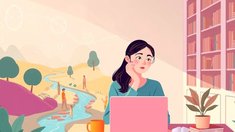Una joven estudia en calma y serenidad