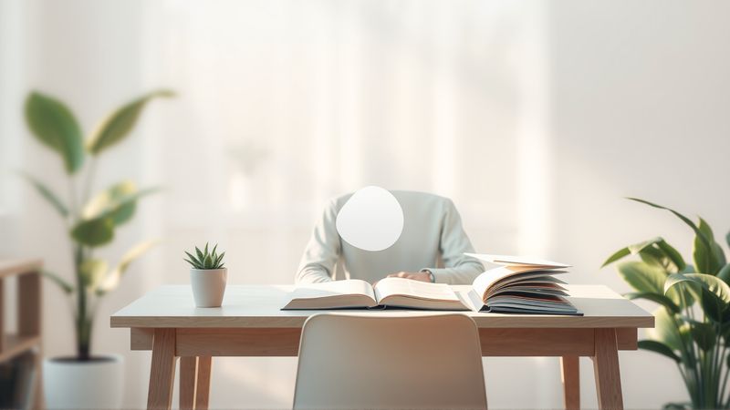 Un individuo tranquilo estudia en calma
