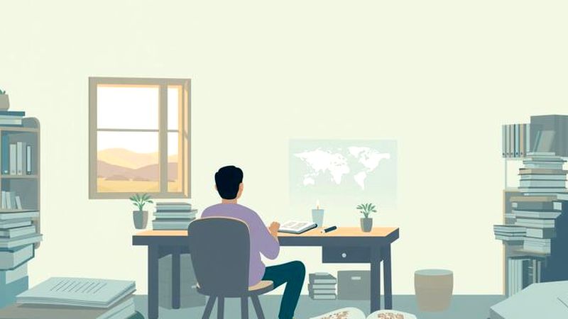 Un estudioso contempla el mapa en calma