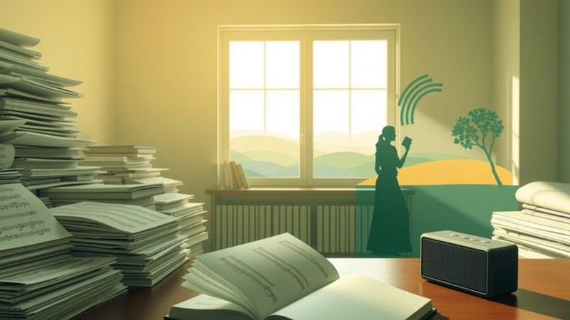 Estudio tranquilo inspira aprendizaje y contemplación