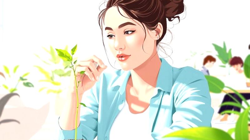 Mujer contempla crecimiento en estudio sereno