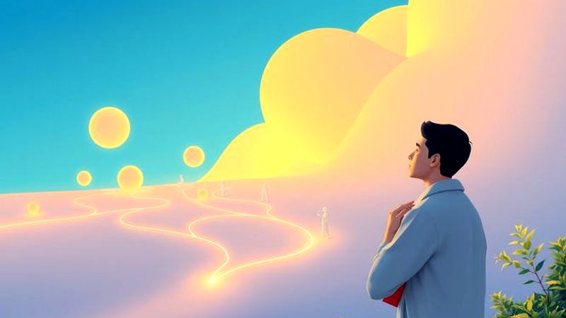 La mente explora el conocimiento sereno y ascendente