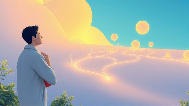 La mente explora el conocimiento sereno y ascendente