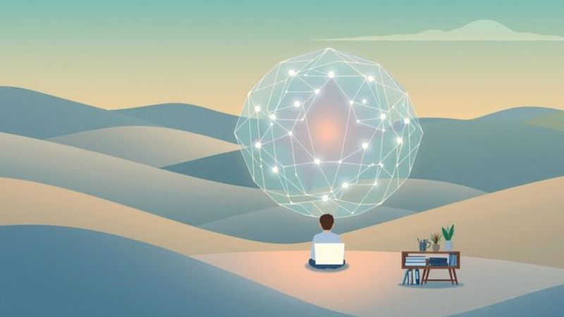 Una figura ilumina el conocimiento en calma